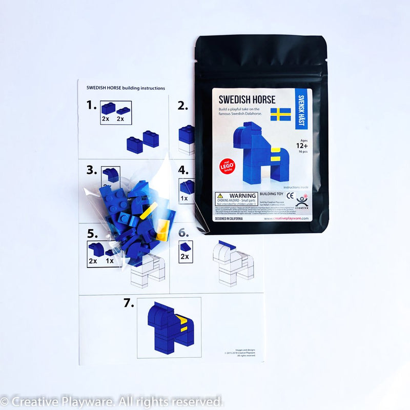 Swedish Horse Blue/Yellow Lego Building Kit