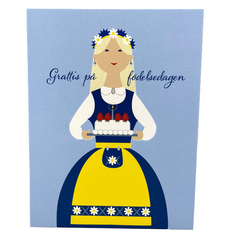  Cindy Lindgren Swedish Birthday Girl Notecard available at American Swedish Institute.