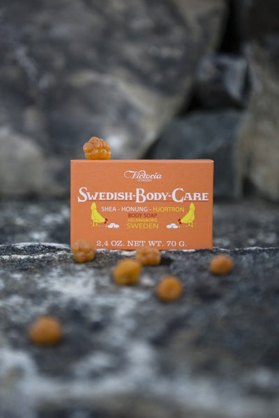 Shea-Honung-Hjortron Soap (Shea, Honey, Cloudberry Soap) available at American Swedish Institute.