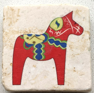 Marble Dala Horse Magnet available at American Swedish Institute.