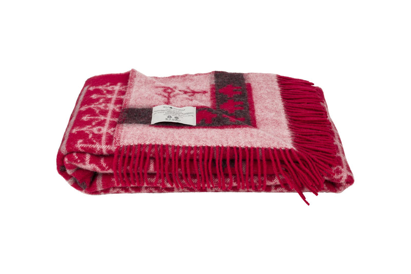 Öjbro Vantfabrik Ekshärad Sot Cotton Blanket (red) available at American Swedish Institute.