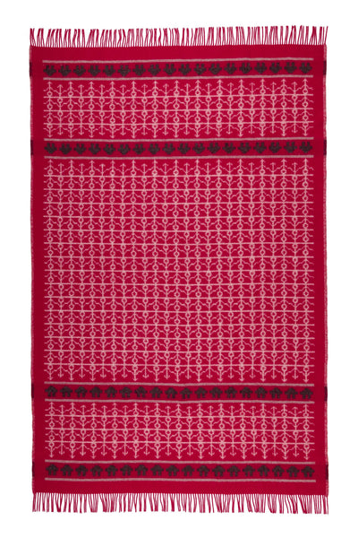 Öjbro Vantfabrik Ekshärad Sot Cotton Blanket (red) available at American Swedish Institute.