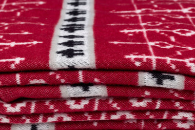 Öjbro Vantfabrik Ekshärad Sot Cotton Blanket (red) available at American Swedish Institute.