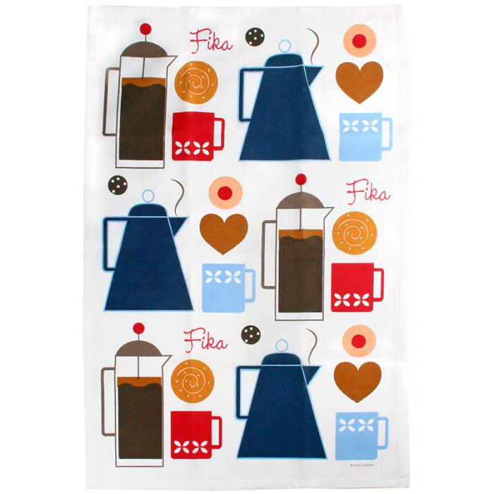 FIKA Tea Towel by Cindy Lindgren available at American Swedish Institute.