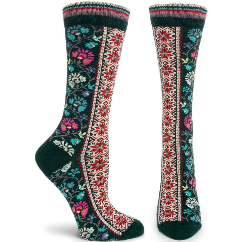 Floral Ribbon Socks (Green) available at American Swedish Institute.