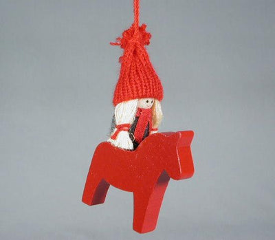 Tomte Girl on Dala Horse available at American Swedish Institute.