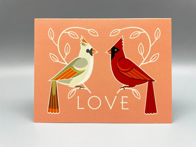 Cindy Lindgren Cardinals Love Notecard available at American Swedish Institute. 
