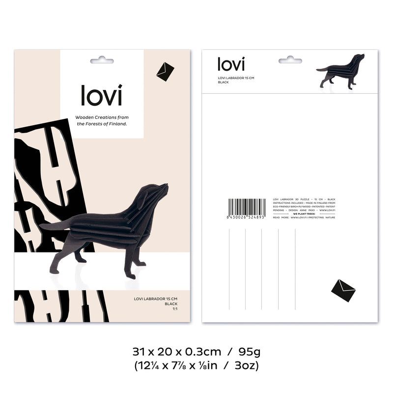 Lovi Labrador (Black, 15 cm) available at American Swedish Institute.