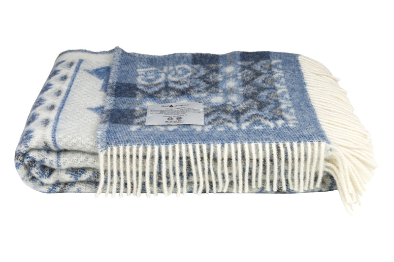 Öjbro Vantfabrik Dalarna Wool Blanket (Blue) available at American Swedish Institute.