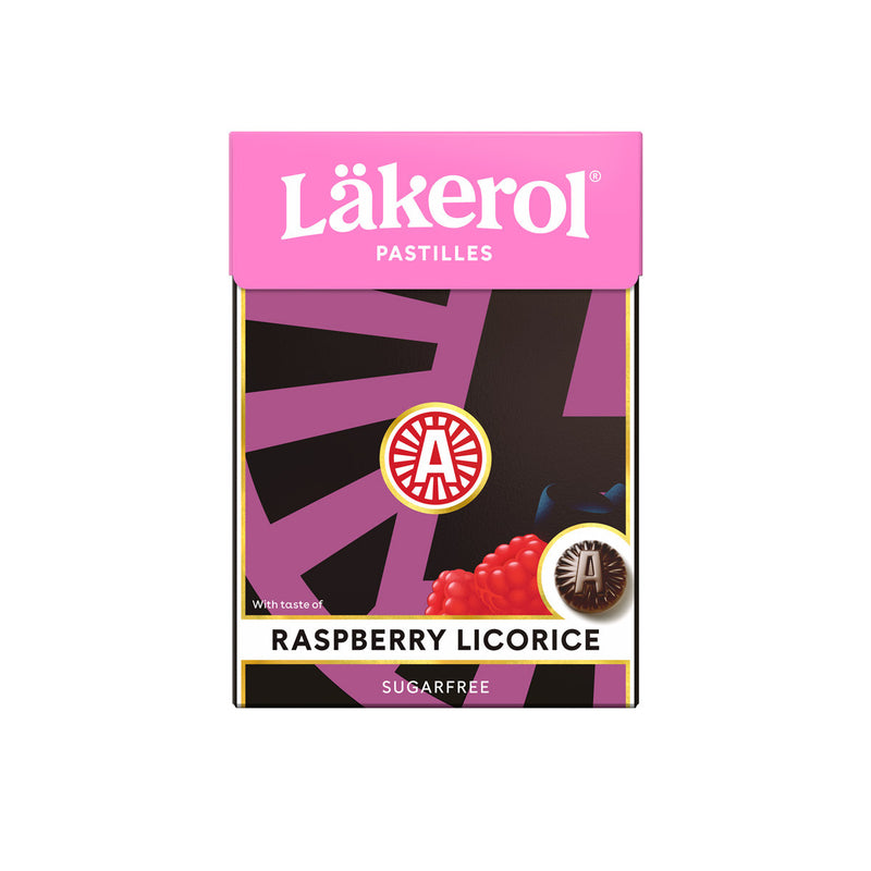 Läkerol Raspberry Licorice available at American Swedish Institute.