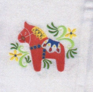 Red Dala Horse Embroidered Dishtowel available at American Swedish Institute.