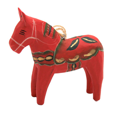 Red Painted Dala Horse Ornament available at American Swedish Institute.