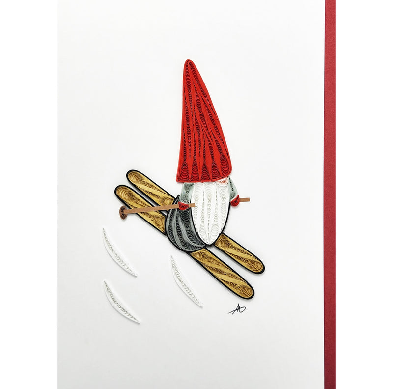 Skiing Gnome Greeting Card available at American Swedish Institute.