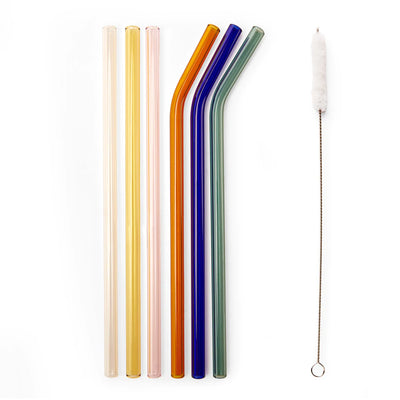 Colorful Reusable Glass Straw Set available at American Swedish Institute.