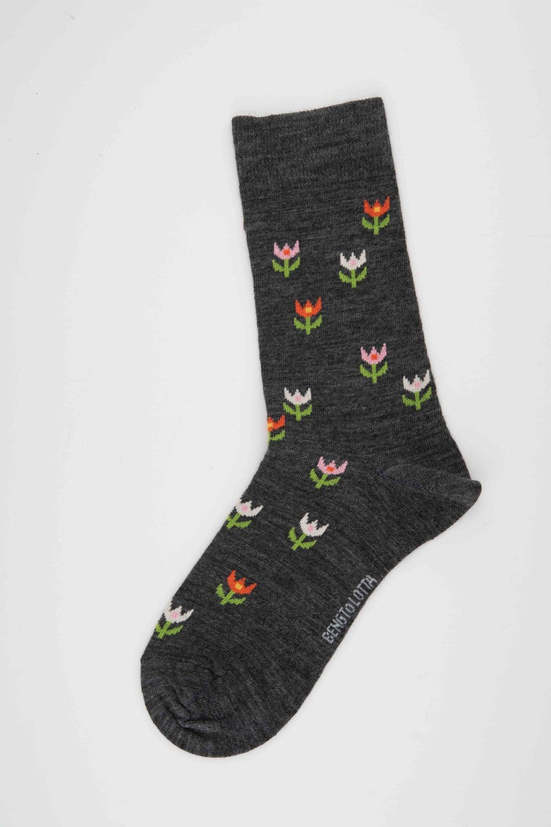 Bengt & Lotta Tulip Socks (Gray) available at American Swedish Institute.