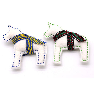 Felt Dala Horse Ornament ~ White (sold individually) by Chris Lane available at American Swedish Institute.
